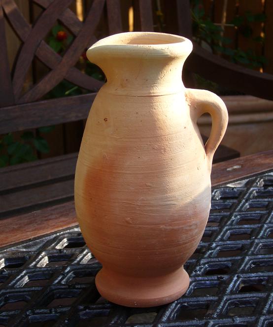 NEU !! 2.Wahl !! Rustikale kleine Kanne ca. 18 cm hoch mit Henkel aus rötlichen Terracotta Krug Vase Amphore