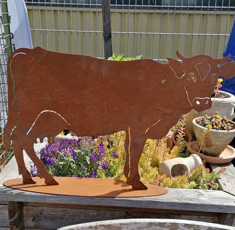 NEU !!! Große Kuh ca. 85 x 55 cm aus Metall in Edelrost Bauernhof Deko Garten Tiere Rost