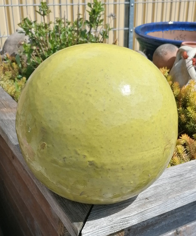 2. Wahl !! Gelbe Kugel ø ca. 30 cm aus Steinzeug, Keramik, Deko, Garten, frostfest
