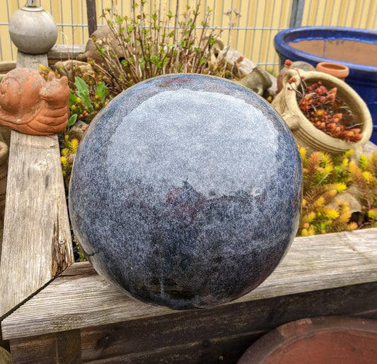 2. Wahl !! Kugel ø ca. 30 cm grau glänzend aus Steinzeug, Keramik, Deko, Garten, frostfest
