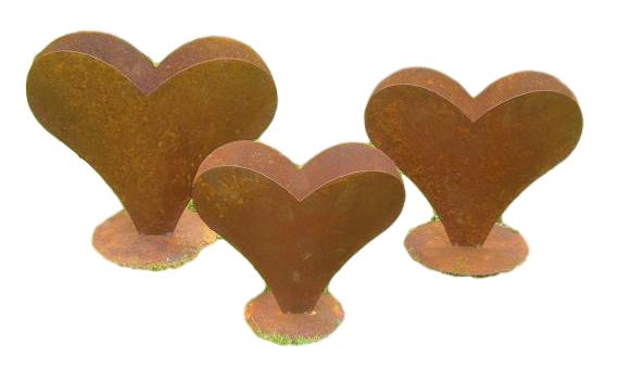 Herz, offen auf Platte, bepflanzbar, 24 x 21 cm aus Metall in Edelrost