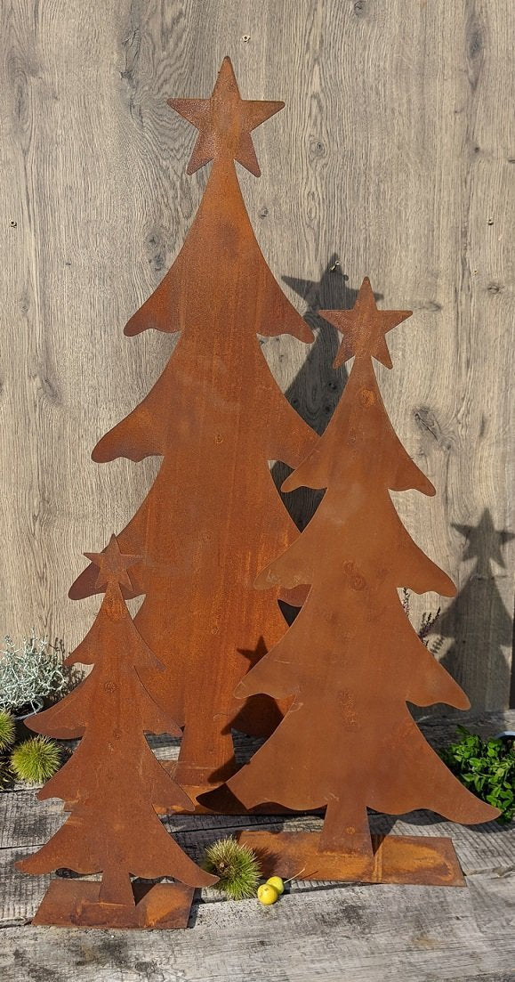 Tannenbaum - Weihnachtsbaum ca. 90 cm hoch mit Stern aus Metall in Edelrost