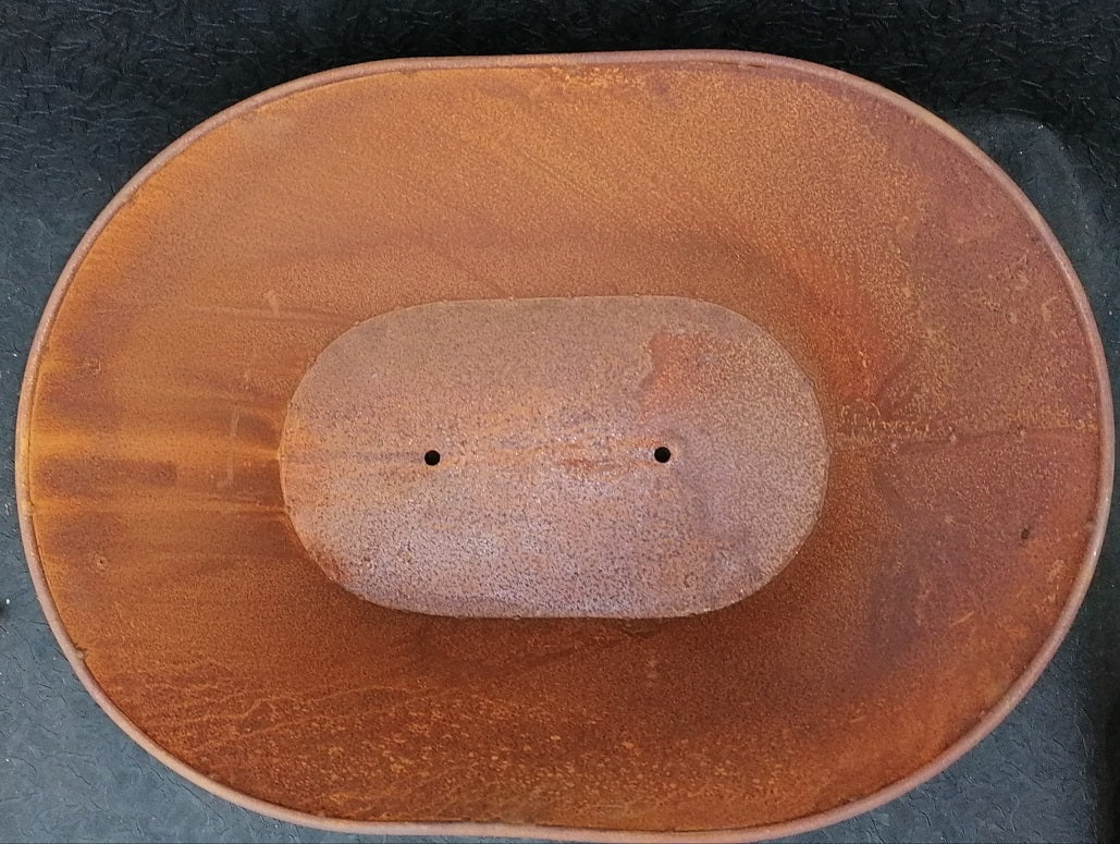 Pflanzwanne /  Pflanztrog mit 2 Henkel ca. 34 cm breit aus Metall in Edelrost Pflanzgefäß Blumentopf